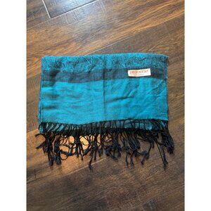 Gorgeous Pashmina Blue scarf with black fringe